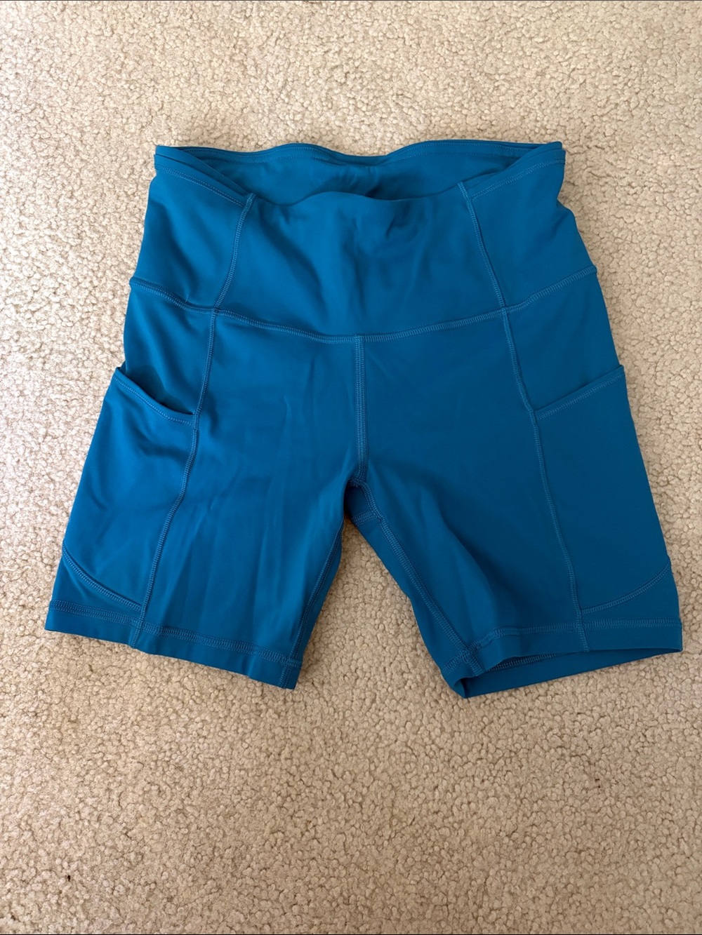 Lululemon Women’s High-Waist Teal Performance Bike Shorts